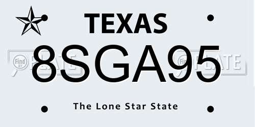 8SGA95 Texas License Plate
