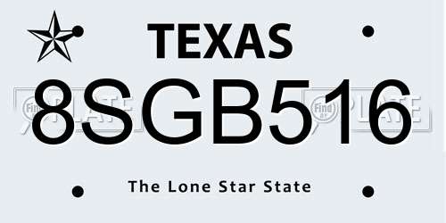 8SGB516 Texas License Plate