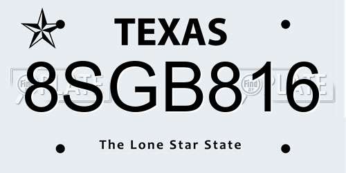 8SGB816 Texas License Plate
