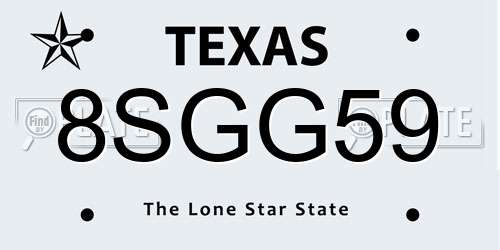 8SGG59 Texas License Plate