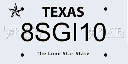 8SGI10 Texas License Plate