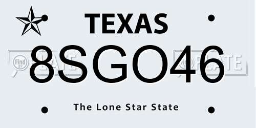 8SGO46 Texas License Plate
