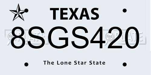 8SGS420 Texas License Plate