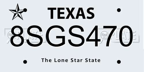 8SGS470 Texas License Plate