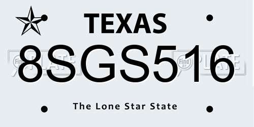 8SGS516 Texas License Plate