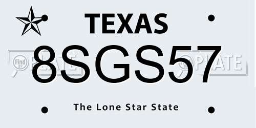 8SGS57 Texas License Plate