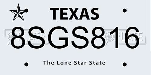 8SGS816 Texas License Plate