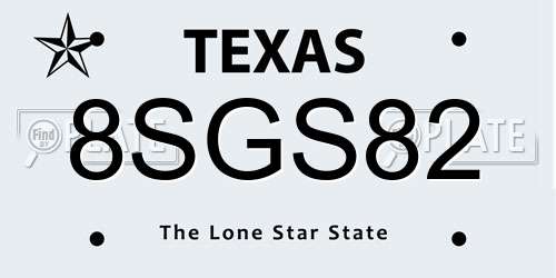8SGS82 Texas License Plate