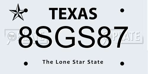 8SGS87 Texas License Plate