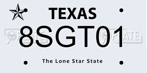 8SGT01 Texas License Plate