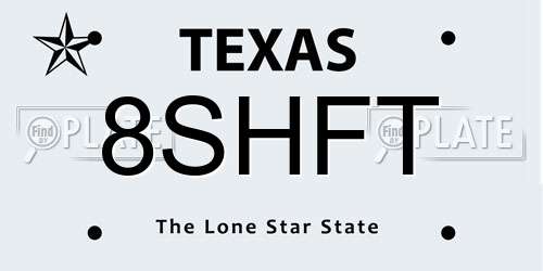 8SHFT Texas License Plate