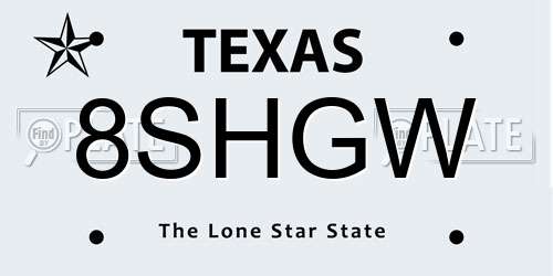 8SHGW Texas License Plate