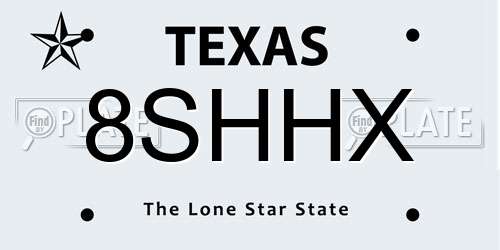 8SHHX Texas License Plate
