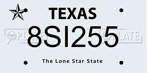 8SI255 Texas License Plate