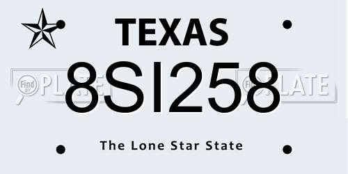 8SI258 Texas License Plate