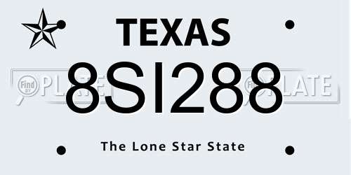 8SI288 Texas License Plate