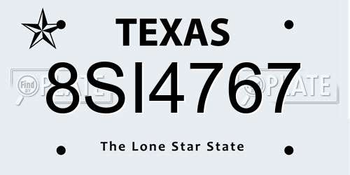 8SI4767 Texas License Plate