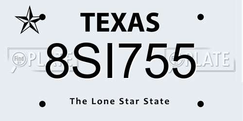 8SI755 Texas License Plate