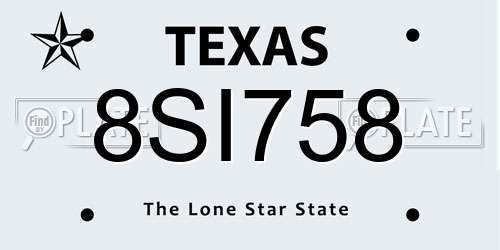8SI758 Texas License Plate