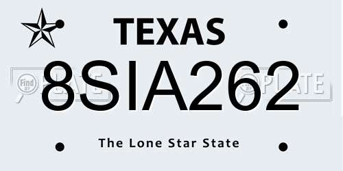 8SIA262 Texas License Plate