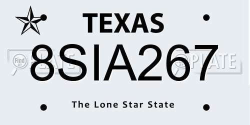 8SIA267 Texas License Plate