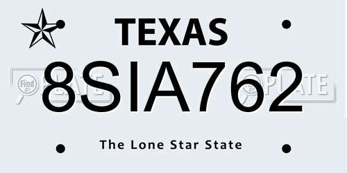 8SIA762 Texas License Plate