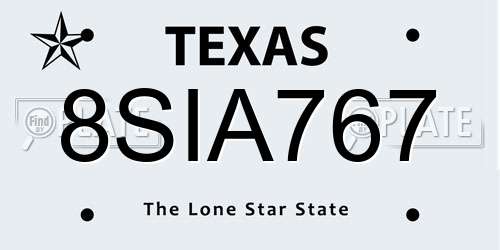 8SIA767 Texas License Plate