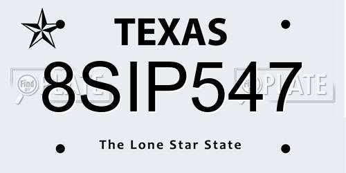 8SIP547 Texas License Plate