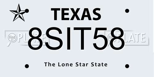 8SIT58 Texas License Plate