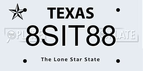 8SIT88 Texas License Plate