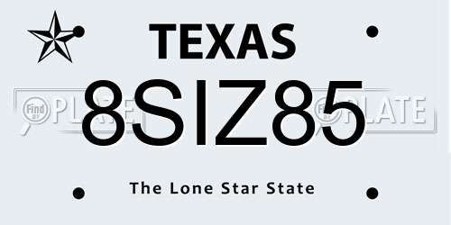 8SIZ85 Texas License Plate