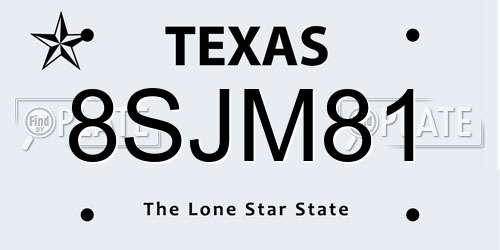 8SJM81 Texas License Plate