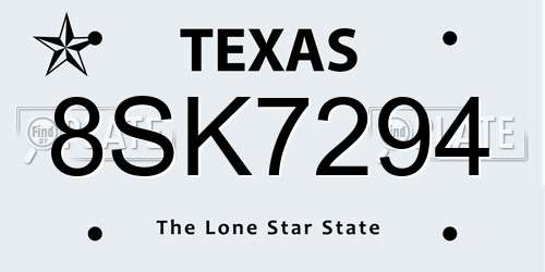 8SK7294 Texas License Plate