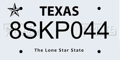 8SKP044 Texas License Plate