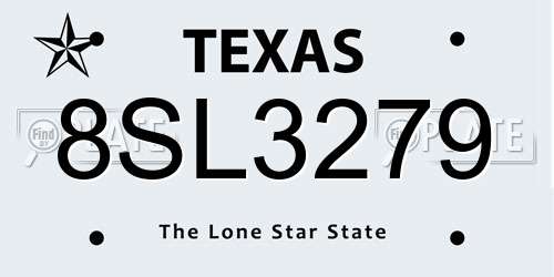 8SL3279 Texas License Plate