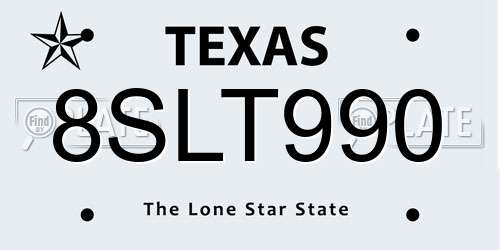 8SLT990 Texas License Plate