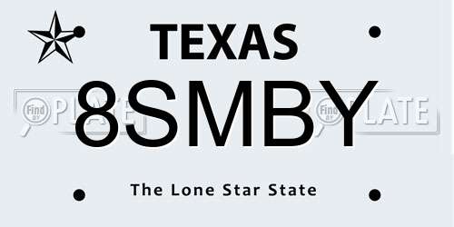 8SMBY Texas License Plate