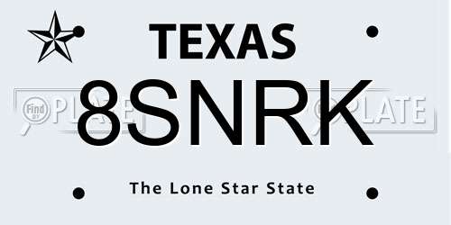 8SNRK Texas License Plate