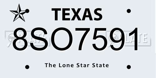 8SO7591 Texas License Plate