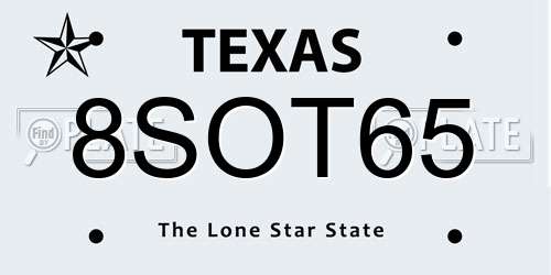 8SOT65 Texas License Plate