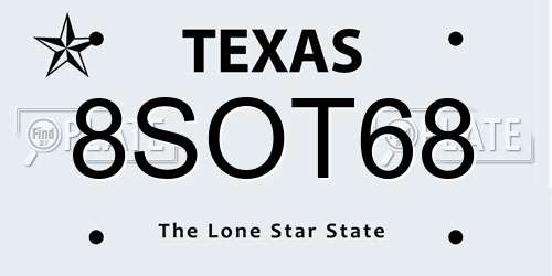 8SOT68 Texas License Plate