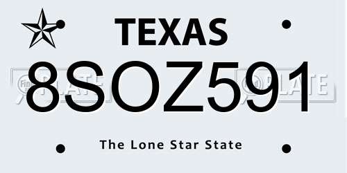 8SOZ591 Texas License Plate
