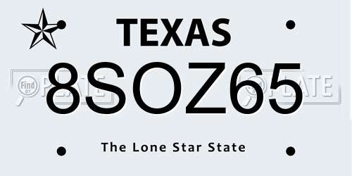 8SOZ65 Texas License Plate