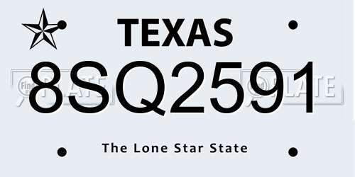 8SQ2591 Texas License Plate