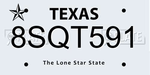 8SQT591 Texas License Plate