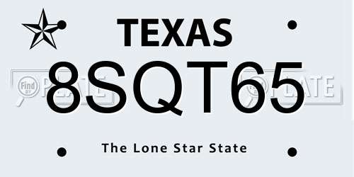 8SQT65 Texas License Plate