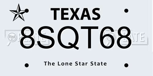 8SQT68 Texas License Plate