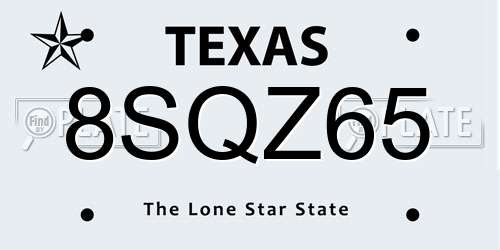 8SQZ65 Texas License Plate