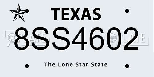 8SS4602 Texas License Plate