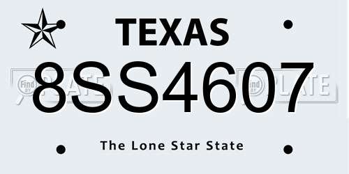 8SS4607 Texas License Plate